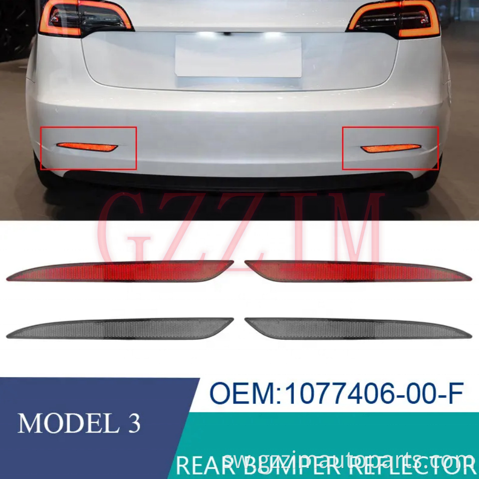 Car Accessories Replace Rear Bumper Reflector For Tesla Model3 2017-2019 1077406-00-F L 1077407-00-F R